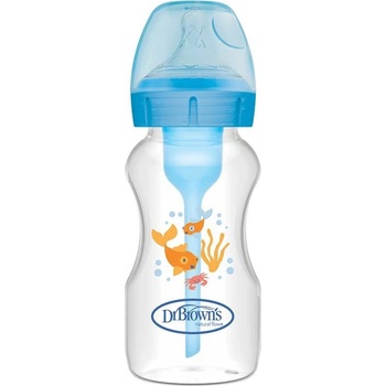 Dr. Brown's Шише Dr. Brown’s - Options+, Anti-Colic, Wide-Neck, 270 ml, Синьо (72239325483)