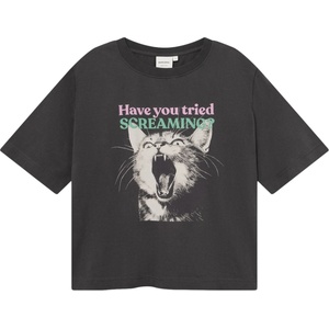 DEDICATED Дамска тениска DEDICATED Women's T-Shirt Vadstena Screaming Cat T-shirt - Charcoal - размер XL (916-7284-0115)