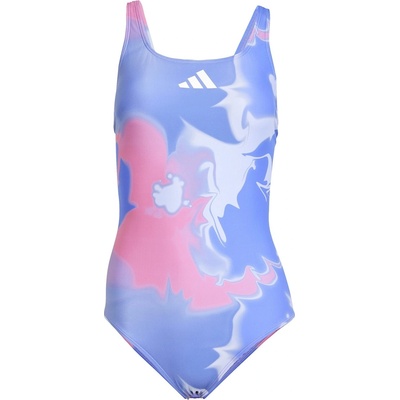 Adidas Дамски бански костюм Adidas Tie-Dyed Graphic V-Back Swimsuit Womens - Blue/White