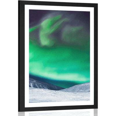 Plakát s paspartou polární záře na obloze - 20x30 no frame