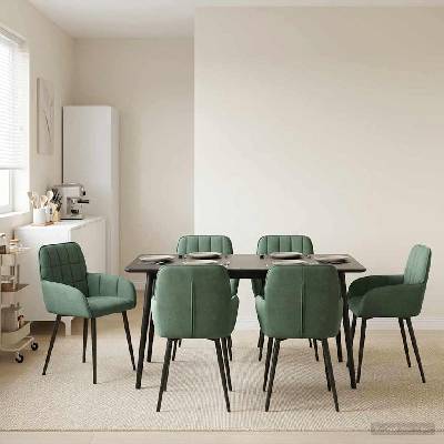 vidaXL Обедени столове 6 pcs Кадифе Морско зелено 56, 5 x 50 x 86 см (3428184)