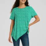 Be You Тениска Be You Women's Ruched Side Regular Fit T-Shirt - Green Spot