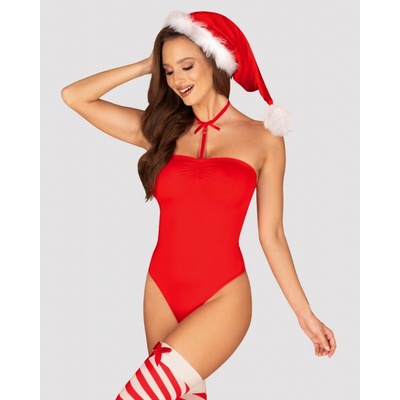 OBSESSIVE Sviatočné Body Obsessive Kissmas Teddy Červená