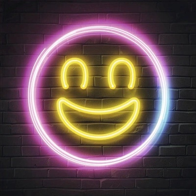 Sklenený obraz Neon Smile 20x20 cm