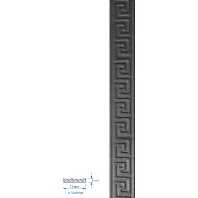 Plochá tyč vzorovaná 31 x 5 x 3000 mm, oceľ S235