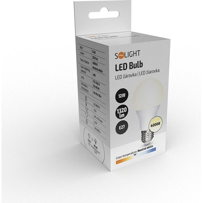 Solight LED žárovka, klasický tvar, 12W, E27, 4000K, 270°, 1320lm