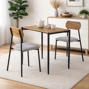 ЕВРОМАР Комплект маса и два стола nando натурално / сиво / черно