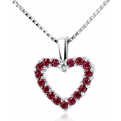 Eppi Zlaté srdíčko s rubíny a diamantem Edriah P32483