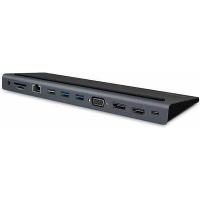 Докинг станция Yenkee YTC 1101, от USB-C към 1x USB-C(PD), 3x USB-A, 1x DisplayPort, 1x HDMI, 1x VGA, 1x AUX, 1x RJ45, 1x SD четец, 1x microSD четец, черна (45017290)