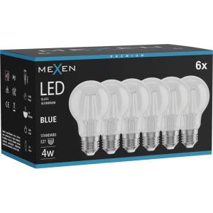 Mexen Vintis 6x LED филаментна крушка E27, A60, 4W, 55 lm, синя - L150-E27-04XX-47x06 (L150-E27-04XX-47x06)