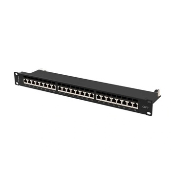 Lanberg Пач панел Lanberg 24 порта 1U 19" CAT. 7 ftp с кабелен органайзер екраниран черен (pps7-1024-b)