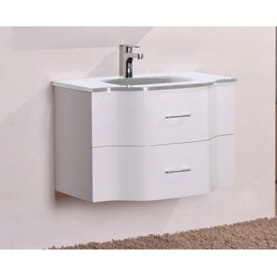 InterCeramic Конзолен шкаф за баня InterCeramic ICP 8080W - PVC, бял с умивалник 8080W 2/2 (ICP 8080W)