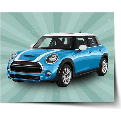 Sablio Plagát Mini sedan Zelené pozadie - 90x60 cm