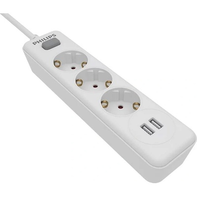 Philips 3 Plug + 2 USB 2 m Switch (SPN3032WA/58)
