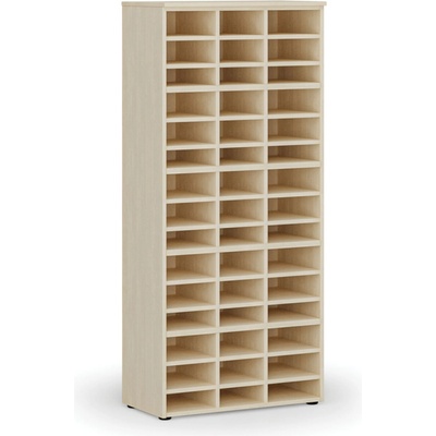 PRIMO Třídící regál WOOD, 800 x 420 x 1781 mm, 45 přihrádek, bříza