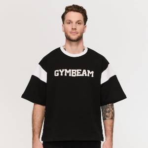 GymBeam Тениска Premium Heavyweight Varsity Black XL