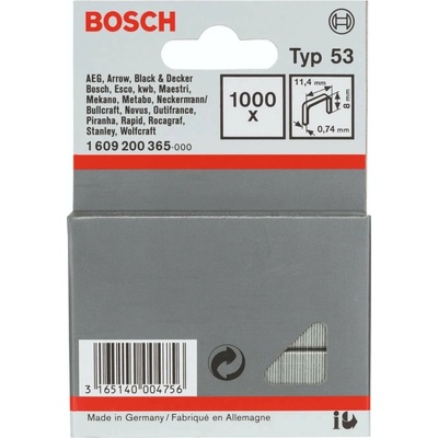 BOSCH Sponky do sponkovačky z tenkého drôtu, typ 53 11,4 x 0,74 x 8 mm, 1609200365