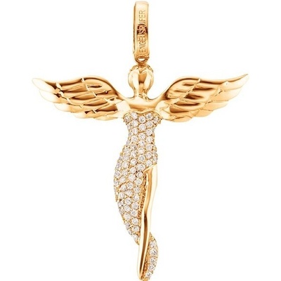 Engelsrufer Pozlátený strieborný prívesok Anjel so zirkónmi ERP ANGEL G 5,2 cm