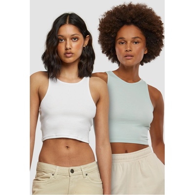 Urban Classics 2 Броя Дамски Потници Ladies Cropped Rib Top 2-Pack frostmint+white XXLUB-TB1498A-14068 - Камуфлаж, размер XL