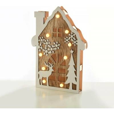 ACA Lighting dřevěná dekorace domek 9 LED WW na baterie 2AA IP20 19X4X29cm X0591106 – Hledejceny.cz