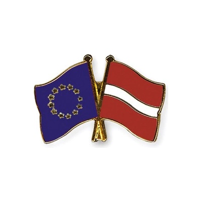 Odznak (pins) 22mm vlajka EÚ + Lotyšsko - farebný