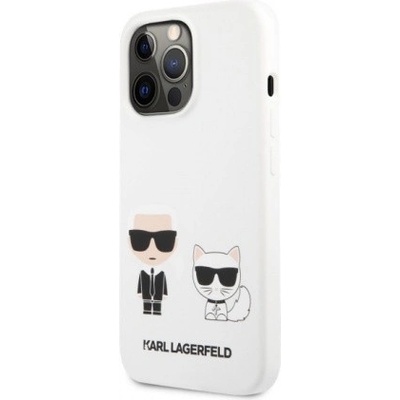 Pouzdro Karl Lagerfeld and Choupette Liquid Silicone iPhone 13 Pro White