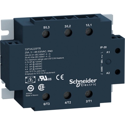 SCHNEIDER ELECTRIC SCHNEIDER 3fázové SSR 530 V AC 50 A 24 V DC, chlad SSP3A250BDT