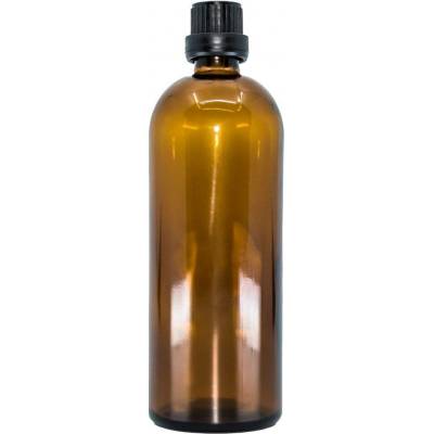 Bewit Lahvička skleněná hnědá lesklá kapátko černý uzávěr 200 ml