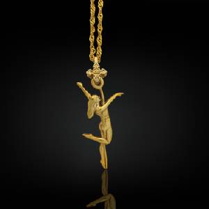  Pole Dance (Танци на пилон) - Дамски спортен медальон от сребро 925 с позлатено покритие - Ръчно изработено спортно бижу - Идеален подарък за жена, фенка на гимнастиката - SSJ - ssj - 105,85 лв