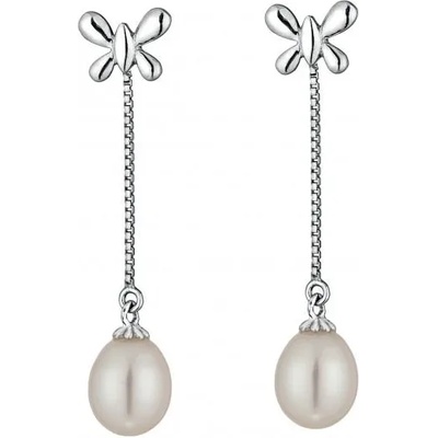 Swan Сребърни обици със сладководни бели перли CAA039 Swan