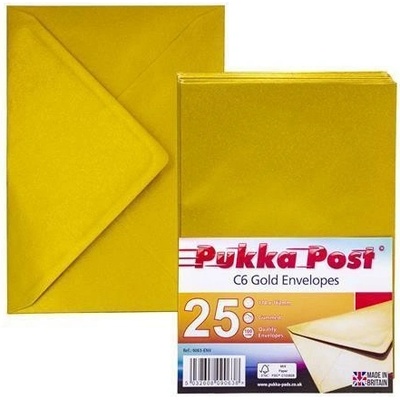 Pukka Pad Obálky Gold, zlatá, C6, pogumovaný povrch, PUKKA PAD 9063-ENV ,balení 25 ks 394684