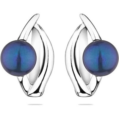 Swan Сребърни обици със сладководни черни перли CAA093EB Swan