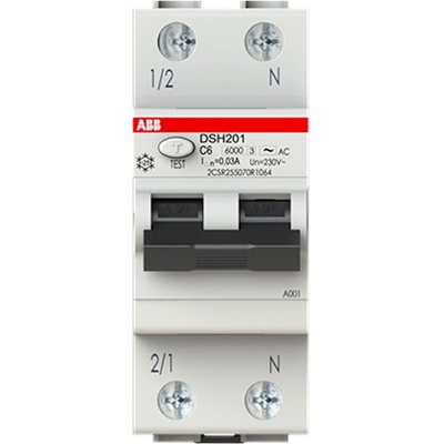 ABB Дефектнотокова защита ABB DSH201 C6 AC30 - 2 P, 30 mA (2CSR255070R1064)