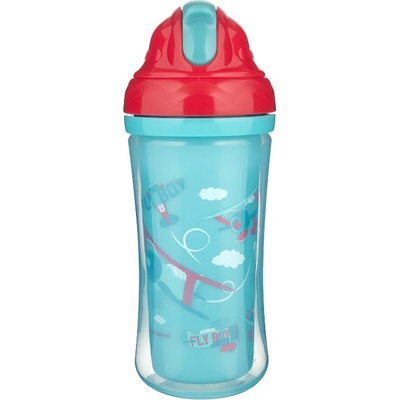 Canpol babies Чаша с двойни страни и силиконова сламка Canpol - Planes, 260 ml (74/052c)