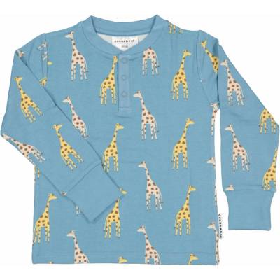 Bambusové dětské tričko s dlouhým rukávem Geggamojamodré Blue Giraffe