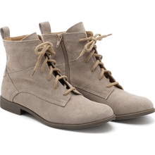 Členkové kožené šnurovacie čižmy NAOMI zo semišu béžové