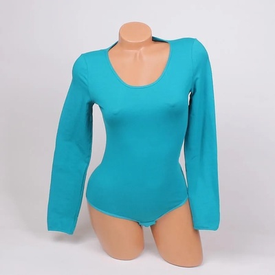 Боди с дълги ръкави в тюркоазен цвят - прашка
