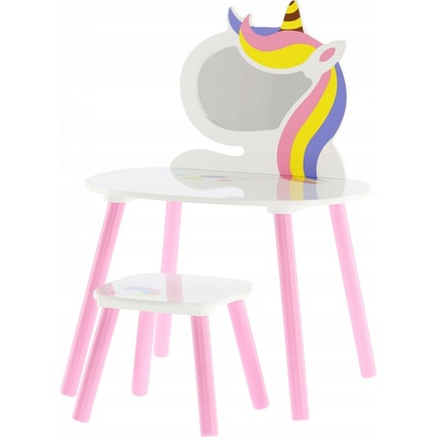 FunPlay PHO4621 Detský toaletný stolík so zrkadlom a stoličkou 60x40x44/80cm biely