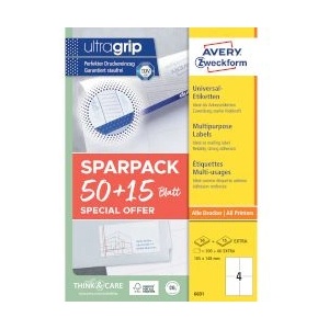 Avery-Zweckform Етикети 105х148мм 50+15л 6601