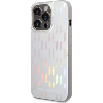 KARL LAGERFELD Iridescent Monogram Case - силиконов (TPU) калъф за iPhone 14 Pro Max (сребрист)