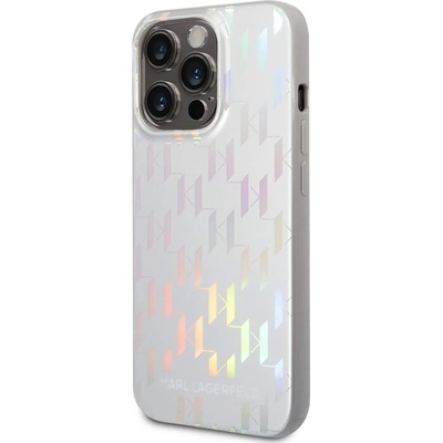 KARL LAGERFELD Iridescent Monogram Case - силиконов (TPU) калъф за iPhone 14 Pro Max (сребрист)