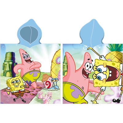 Carbotex Detské pončo 55x110 cm Sponge Bob a Patrick