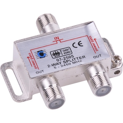Anténní rozbočovač Cabletech 5-2450MHz 2x výstup, průchozí