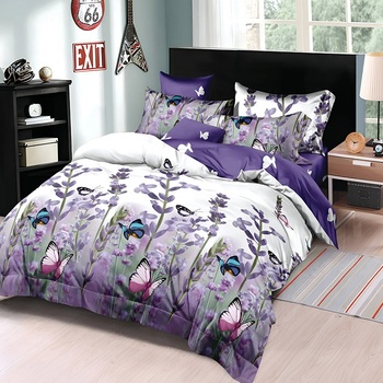 EmonaMall Двулицево спално бельо с ластик EmonaMall, 6 части - Модел S18163 (S18163-33333e)