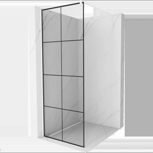 Mexen Kioto душ стена Walk-in 80 x 200 см, черна решетка 8 мм, бяла - 800-080-101-20-77 (800-080-101-20-77)