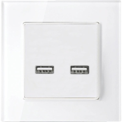 ELMARK ДВОЕН usb КОНТАКТ СТЪКЛЕНА РАМКА БЯЛ (195028/wh)