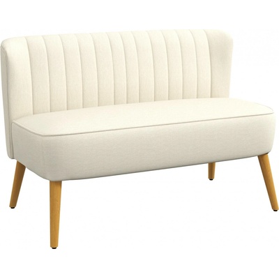 HOMCOM 2místný gauč se vzhledem lnu 117 x 56,5 x 77 cm | krémově bílý