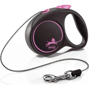 flexi Black Design M - Автоматичен повод за кучета 5м въже, до 20кг, розов