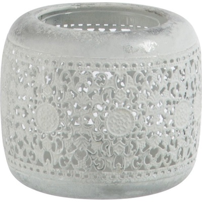 Bílo stříbrný orientální kovový svícen L - 11,5*11,5*9,5 cm - J-Line by Jolipa