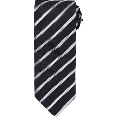 Premier Workwear Pásikavá kravata Sports Stripe čierna / strieborná